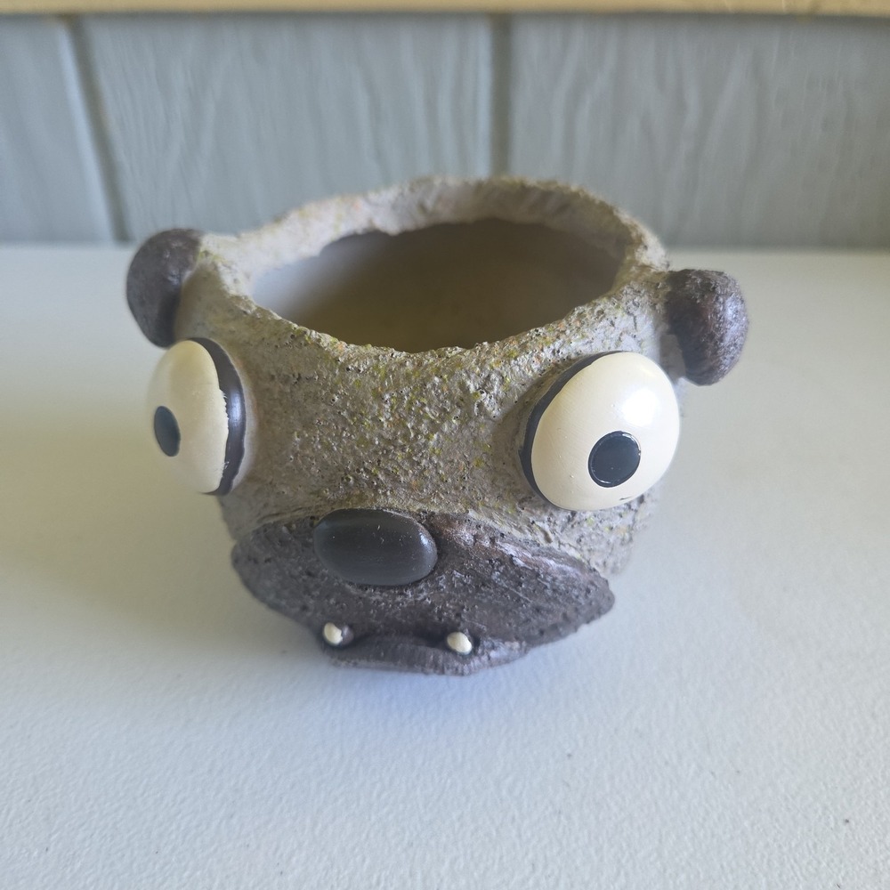 Barney the Dog Blob House Planter Dish Pug Resin Dish Big Bug Eyes Derpy Kitch